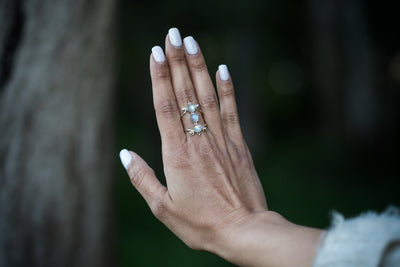 TRIPLE RAINBOW MOONSTONE RING