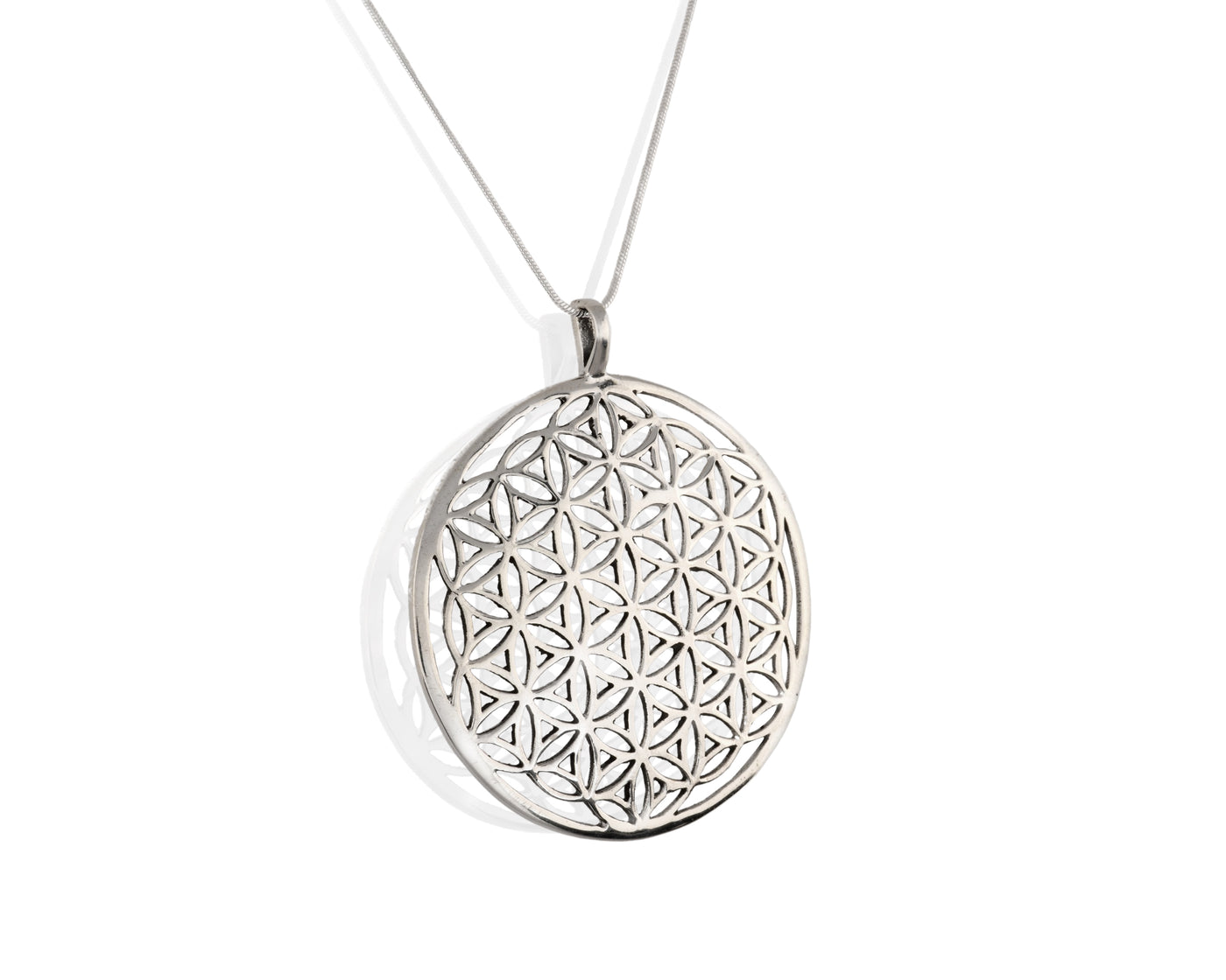 SILVER FLOWER OF LIFE NECKLACE LARGE