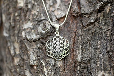 SILVER OPEN FLOWER OF LIFE NECKLACE