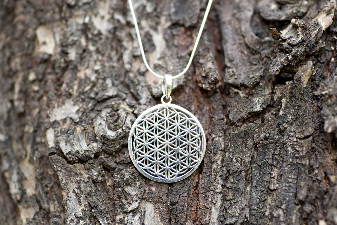 SILVER FLOWER OF LIFE NECKLACE SMALL